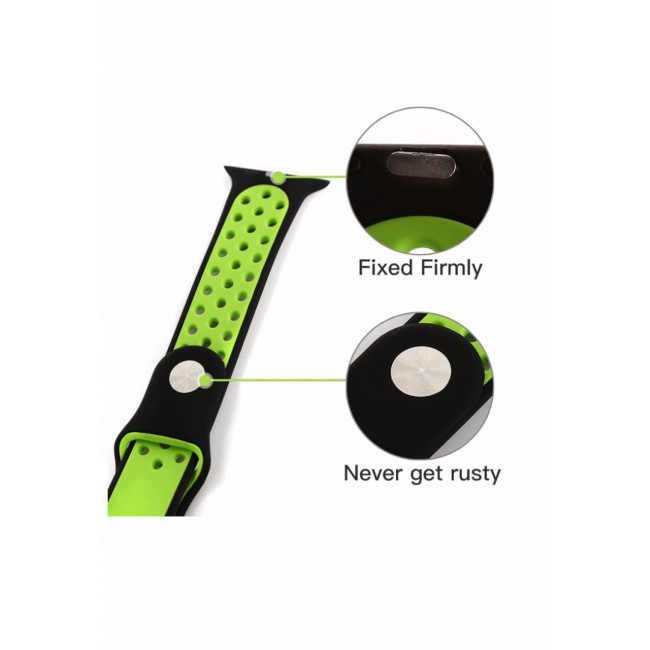 Apple Watch Band 38-40-41mm Silicone Nike Design Strap Henlein Series by Margoun- Black Yellow