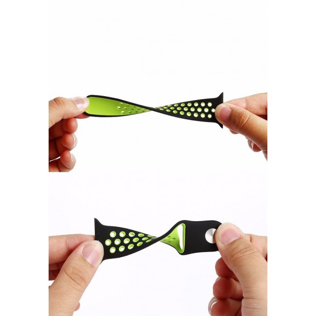 Apple Watch Band 42-44-45mm Silicone Nike Design Strap Henlein Series by Margoun- Black Yellow