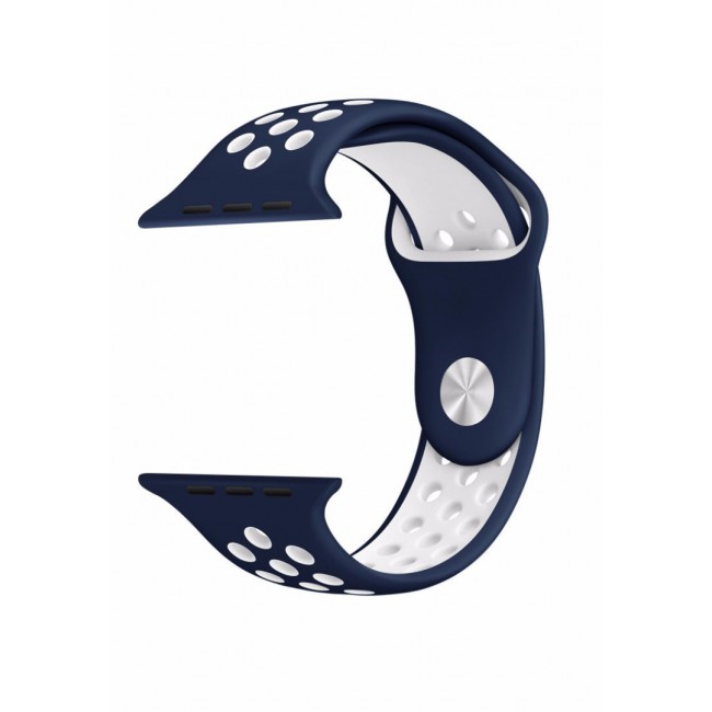 Apple Watch Band 38-40-41mm Silicone Nike Design Strap Henlein Series by Margoun - Blue White
