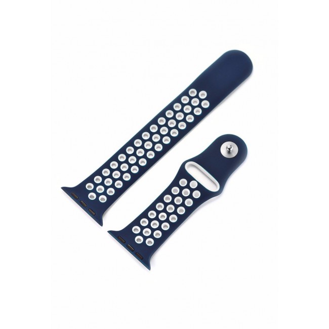 Apple Watch Band 38-40-41mm Silicone Nike Design Strap Henlein Series by Margoun - Blue White