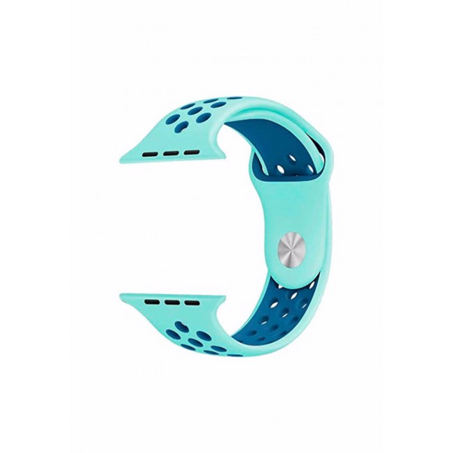 Apple Watch Band 38-40-41mm Silicone Nike Design Strap Henlein Series by Margoun - Turquoise Green Blue
