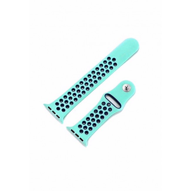 Apple Watch Band 38-40-41mm Silicone Nike Design Strap Henlein Series by Margoun - Turquoise Green Blue