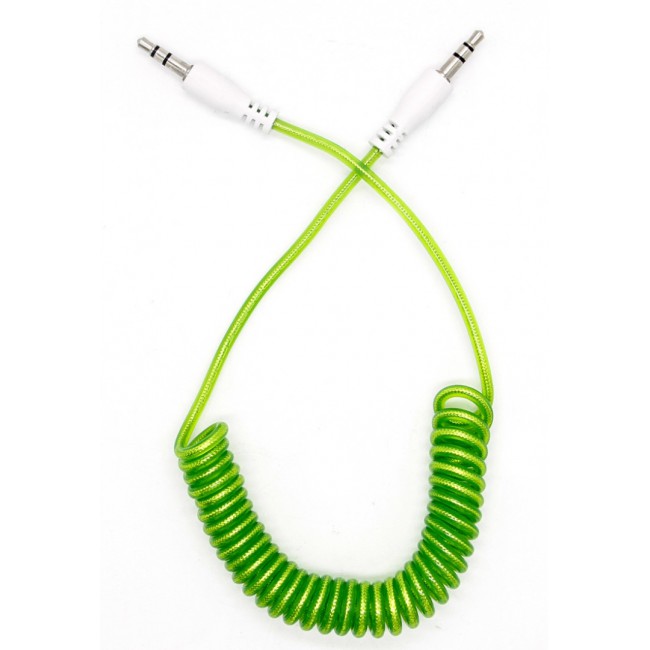 Margoun 3.5mm Male to Male Premium AUX Nylon Spiral Cable - Green