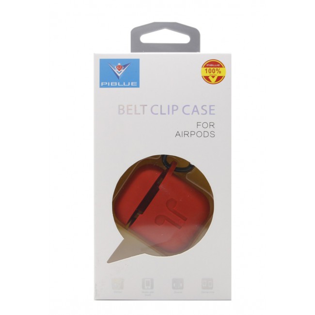 Piblue for Apple AirPods Detachable Protective Belt Clip Case - Red