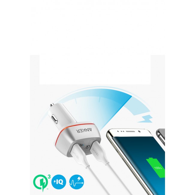 Anker PowerDrivePlus 2 Ports Car Charger - White