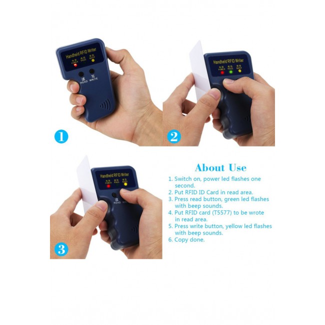 Margoun 125 KHz Handheld RFID ID Card Copier/Reader/Writer Duplicator Programmer with 6 Pcs Cards