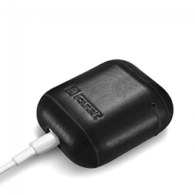 ICARER Vintage Leather Protective Case for Apple Airpods - Black