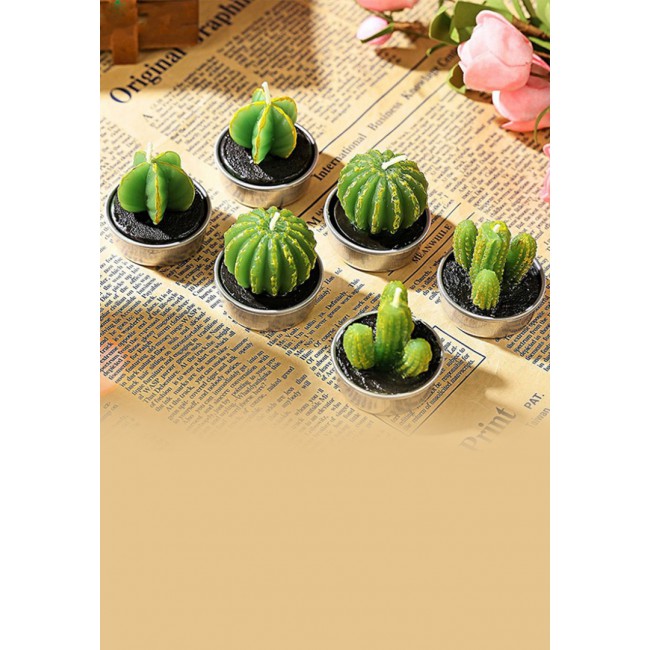 Margoun 6-Piece Mini Tea Light Decorative Cactus Candle
