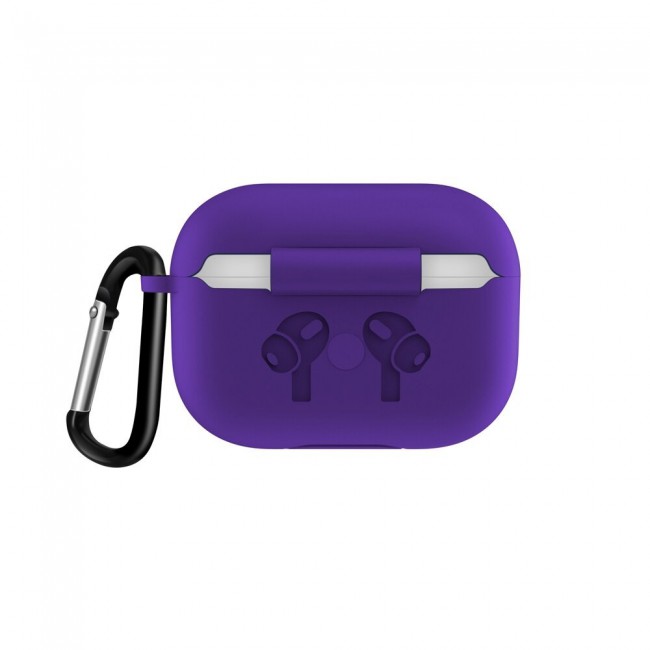 Airpods Pro  Silicone Case Cover with Carabiner - Violet Purple