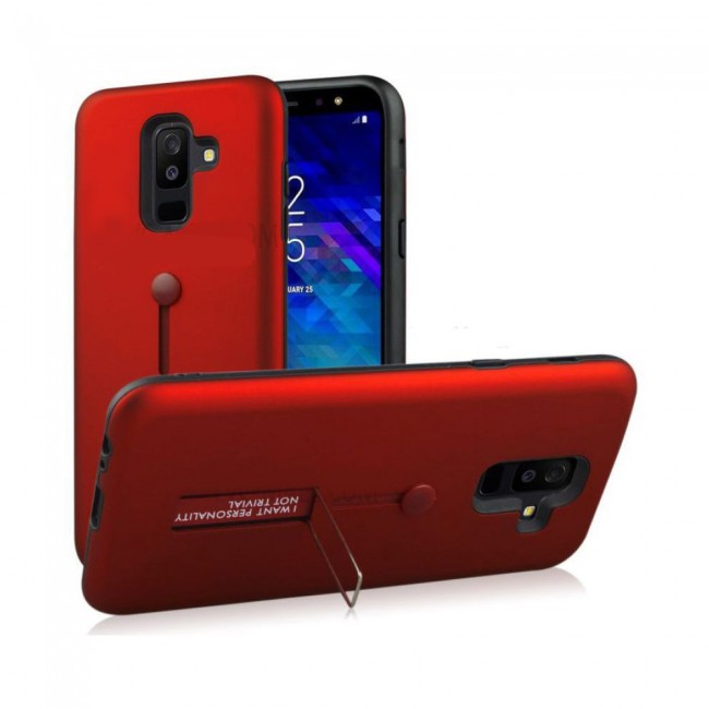 Margoun I Want Personality Not Trivial Strap Case Cover with Kickstand for Samsung Galaxy J8 – Black , Red , Gold