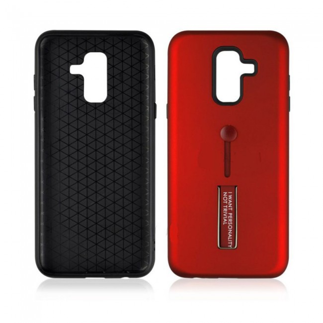 Margoun I Want Personality Not Trivial Strap Case Cover with Kickstand for Samsung Galaxy J8 – Black , Red , Gold