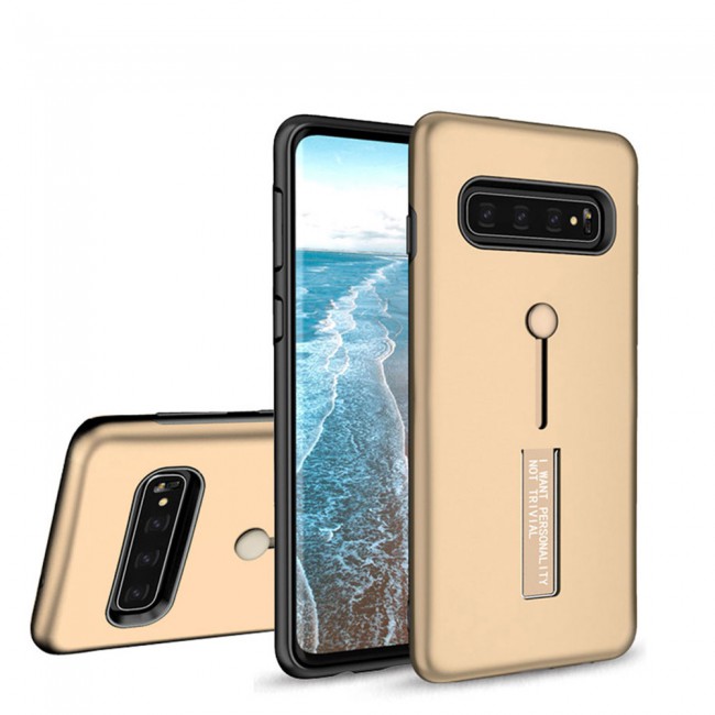 Margoun I Want Personality Not Trivial Strap Case Cover with Kickstand for Samsung Galaxy S10 Plus – Black , Dark Blue , Red , Gold