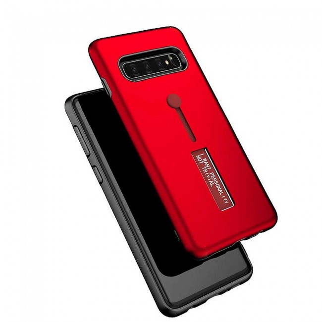 Margoun I Want Personality Not Trivial Strap Case Cover with Kickstand for Samsung Galaxy S10 Plus – Black , Dark Blue , Red , Gold