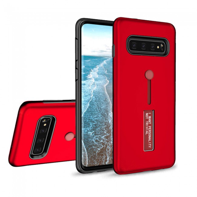Margoun I Want Personality Not Trivial Strap Case Cover with Kickstand for Samsung Galaxy S10 Plus – Black , Dark Blue , Red , Gold