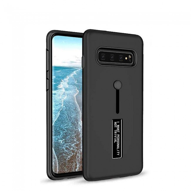 Margoun I Want Personality Not Trivial Strap Case Cover with Kickstand for Samsung Galaxy S10 Plus – Black , Dark Blue , Red , Gold