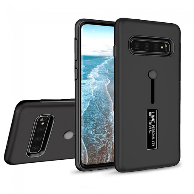 Margoun I Want Personality Not Trivial Strap Case Cover with Kickstand for Samsung Galaxy S10 Plus – Black , Dark Blue , Red , Gold
