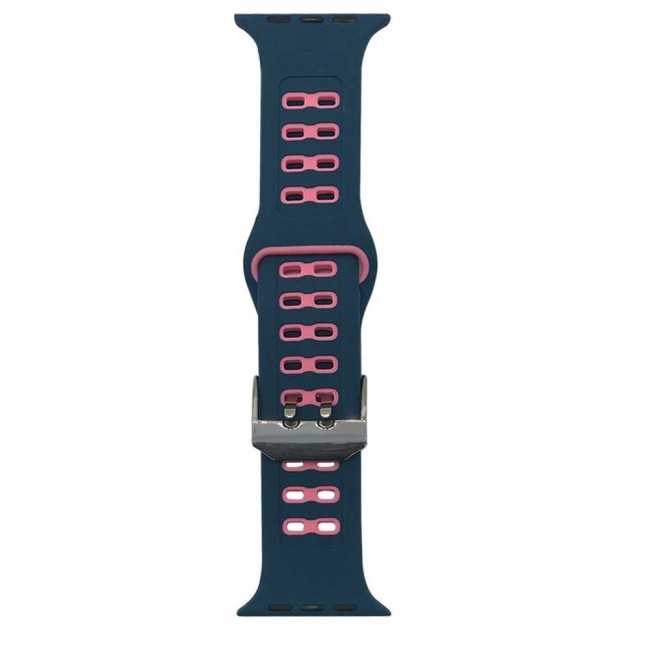 Margoun Silicone Apple Watch Replacement band 42-44-45mm - Navy Blue Pink
