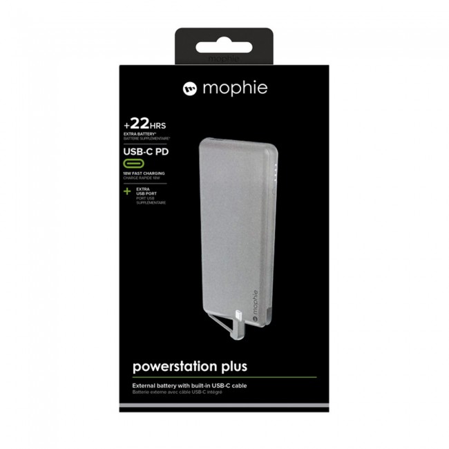 Mophie Powerstation Plus with USB-C Connector 6000mAh Portable Power Bank External Battery - Grey