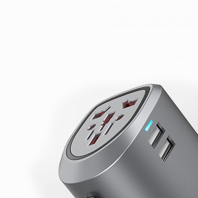 Rukini Travel Adapter Dual USB Port with LED Indicator RKT4600 - Grey