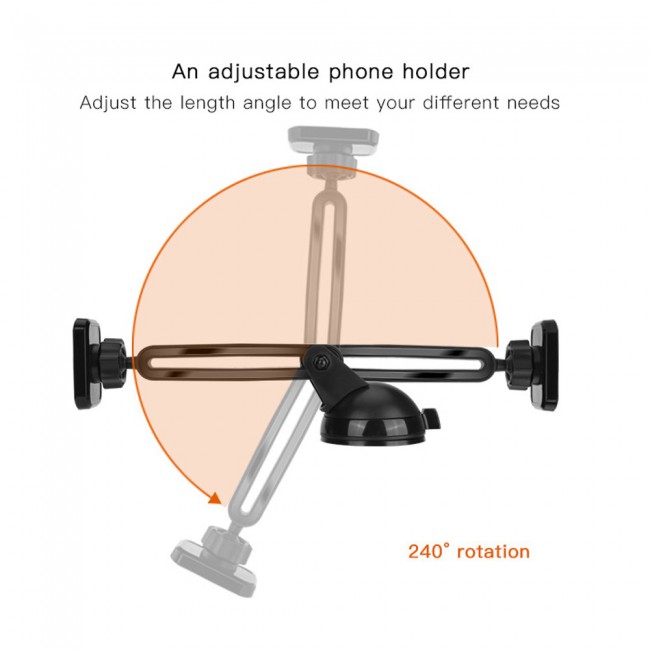 Yesido C39 Telescopic Car Phone Holder Mount - Black
