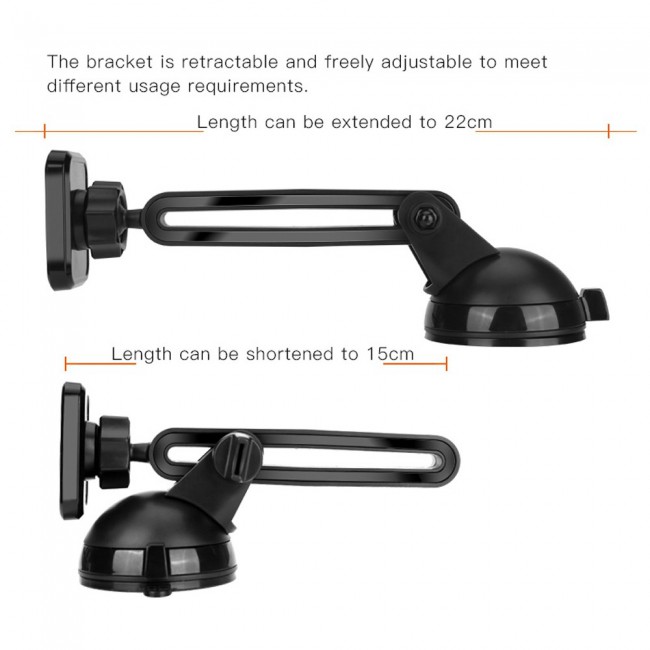 Yesido C39 Telescopic Car Phone Holder Mount - Black