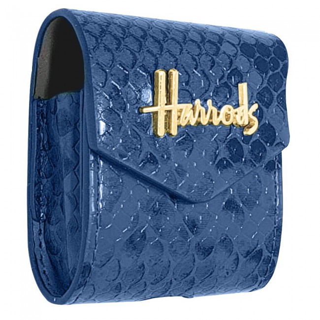 Harrods Leather Style Crocodile Pattern Case for AirPods - Blue