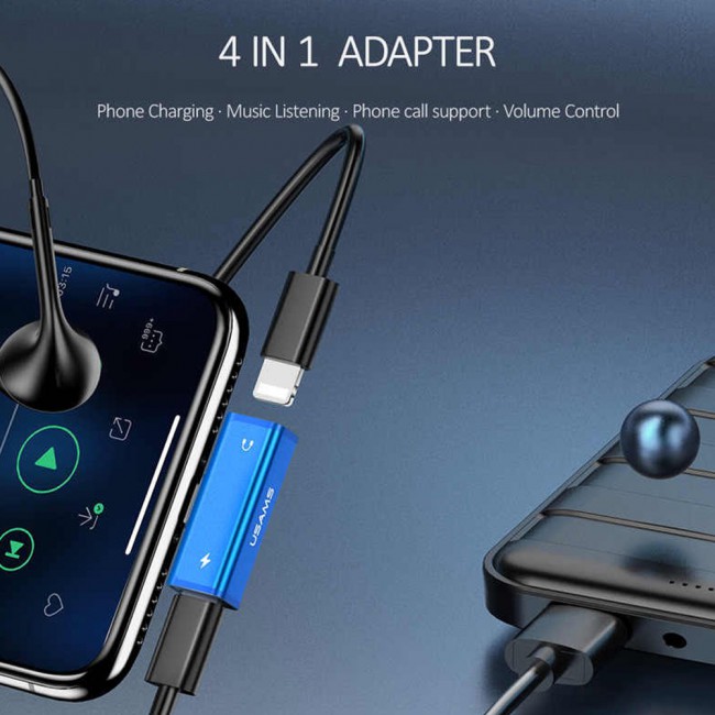 USAMS Dual Lightning Charging and Audio Adapter AU05