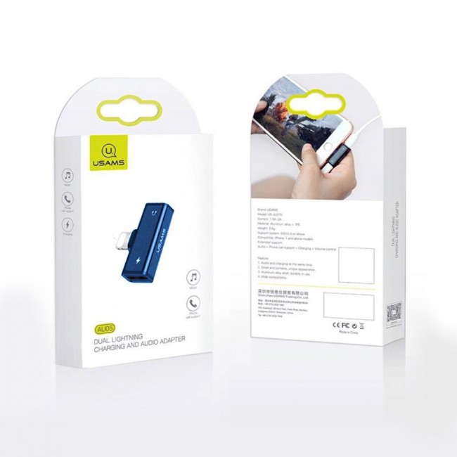USAMS Dual Lightning Charging and Audio Adapter AU05