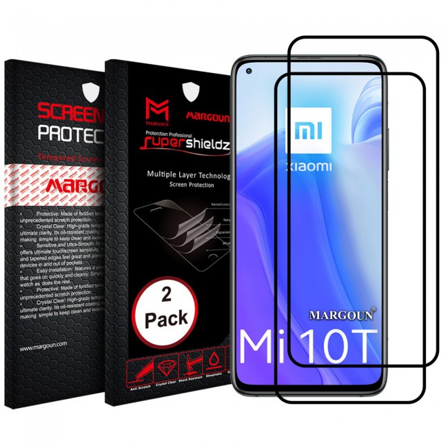 Xiaomi Mi 10T 2Pack Full Glue 3D Tempered Glass Screen Protector Super Shieldz Margoun – Black Edge