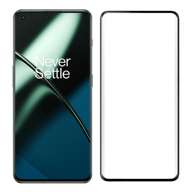 2Pack for OnePlus 11 Screen Protector Tempered Glass 9H Anti-Scratch Shatterproof HD Curved Edge to Edge Full Coverage Film 6.7 inch Clear/Black