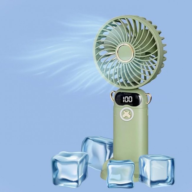 MARGOUN Portable Fan, Rechargeable Fan with LED Display, 5 Speeds Desk Fan, Works up to 11-18 Hours, Portable Fan with Neck Lanyard - Mint
