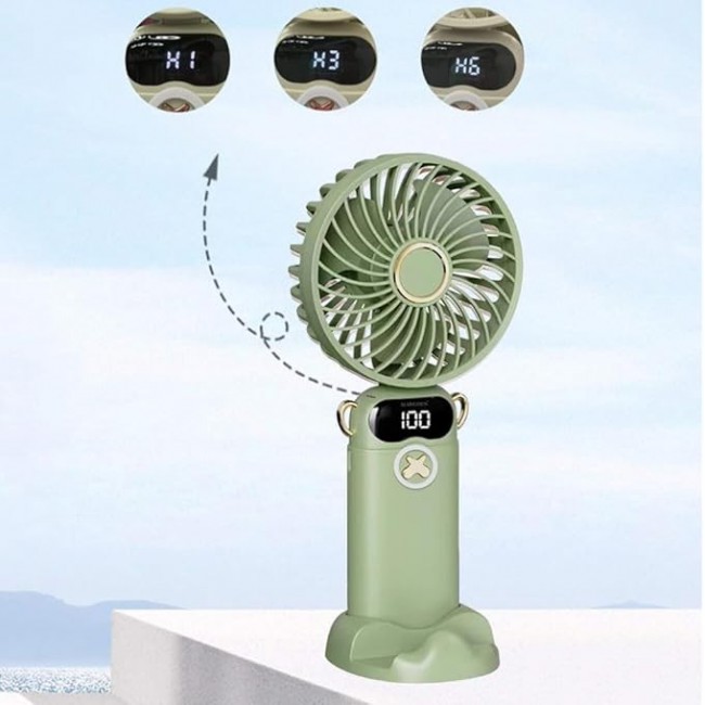 MARGOUN Portable Fan, Rechargeable Fan with LED Display, 5 Speeds Desk Fan, Works up to 11-18 Hours, Portable Fan with Neck Lanyard - Mint