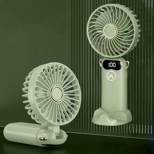 MARGOUN Portable Fan, Rechargeable Fan with LED Display, 5 Speeds Desk Fan, Works up to 11-18 Hours, Portable Fan with Neck Lanyard - Mint