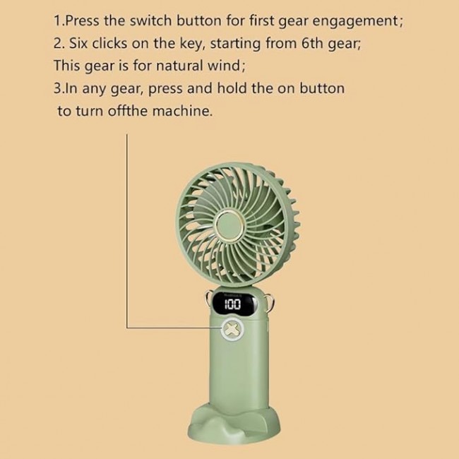 MARGOUN Portable Fan, Rechargeable Fan with LED Display, 5 Speeds Desk Fan, Works up to 11-18 Hours, Portable Fan with Neck Lanyard - Mint