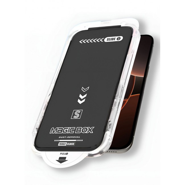 UMSUKA Magic Box Privacy Screen Protector for iPhone 16 Pro Max Automatic Adhesion Anti-Spy, Case-Friendly Easy Installation 9H+ Hardness Full Coverage, No Bubble