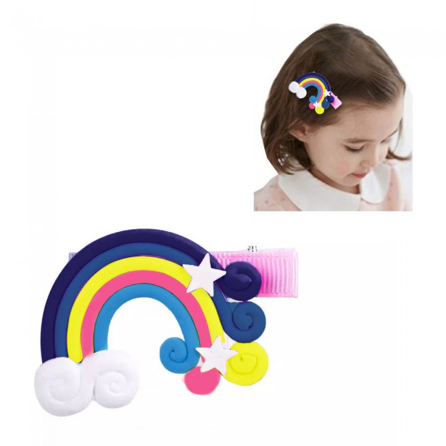 CATANES 6 Packs For Hair Clips Cloud Ornaments Colourful Flatback Polymer Rainbow Cloud Clips - 10