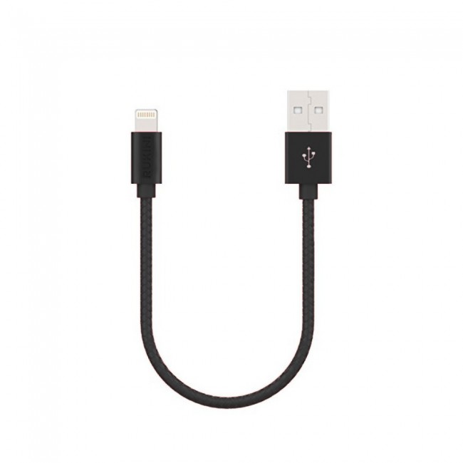 Rukini Lightning Cable 20cm/0.66inch Nylon braided RCBL2C - Black , Silver , Pink , Blue