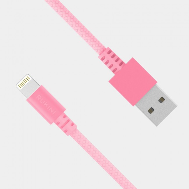 Rukini Lightning Cable 20cm/0.66inch Nylon braided RCBL2C - Black , Silver , Pink , Blue