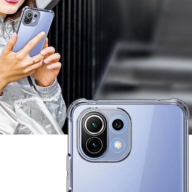 CATANES For Xiaomi Mi 11 Lite Case Cover Clear Protective TPU Four Corners Cover Transparent Soft Case