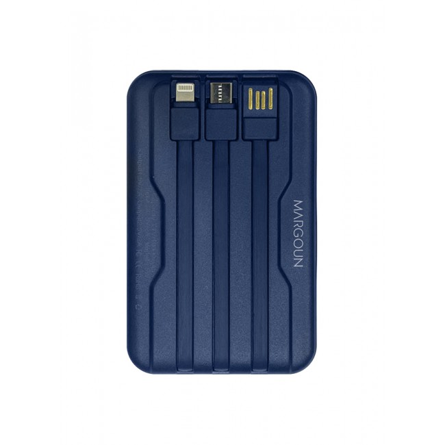 MARGOUN 10000mAh Transparent Maganetic Wireless Power Bank Fast Charging Buit-in 3-in-1 Cables Digital Display Blue/Lithium Polymer