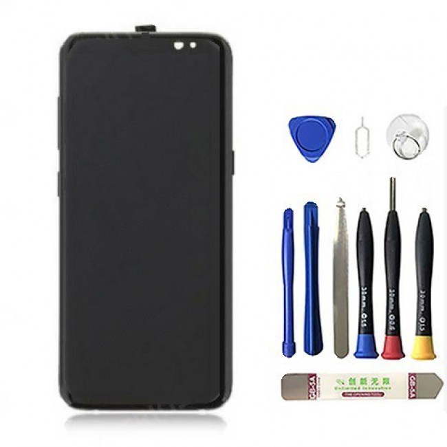 Screen Replacement with Frame for Samsung Galaxy S8 Black