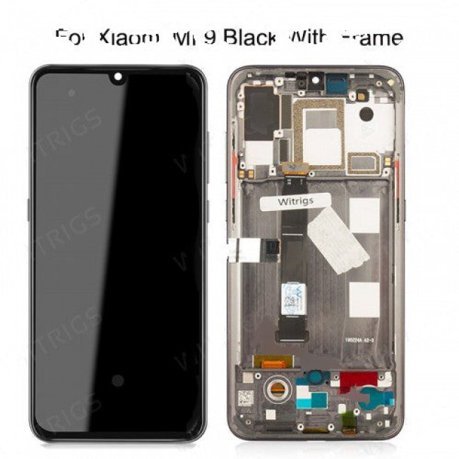 Screen Replacement with Frame for Xiaomi Mi 9 Black (Black)