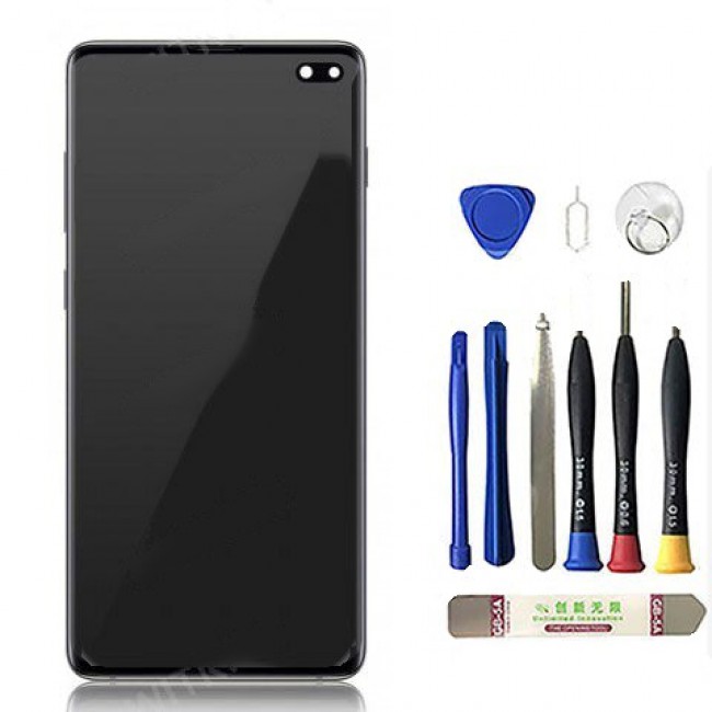 Screen Replacement with Frame for Samsung Galaxy S10 Plus Prism Black