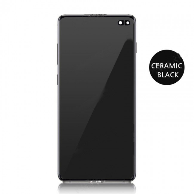 Screen Replacement with Frame for Samsung Galaxy S10 Plus Ceramic Black