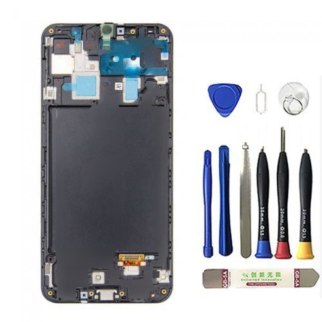 Screen Replacement with Frame for Samsung Galaxy A50 Black (With frame)