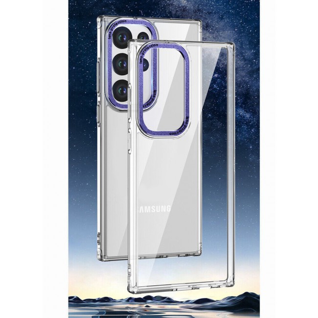 Samsung Galaxy S23 Ultra Clear Case Shockproof Slim Anti-Yellow Hybid Hard PC+ TPU Cover Metal Camera Lens Frame