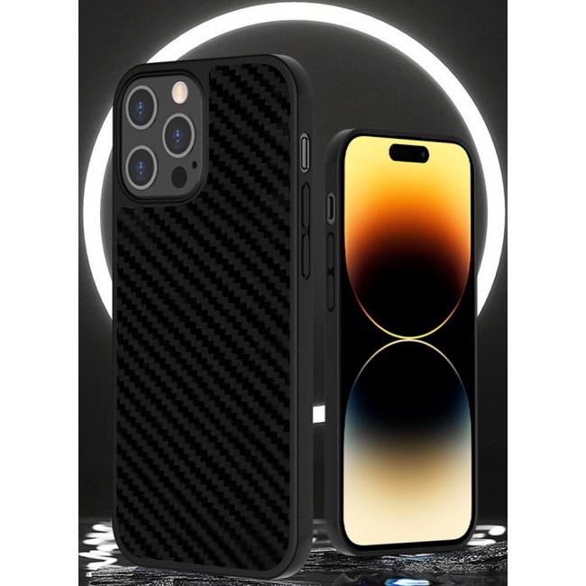 iPhone 14 Pro Case Genuine Carbon Fiber Case Ultra Slim Shockproof Back Cover Black