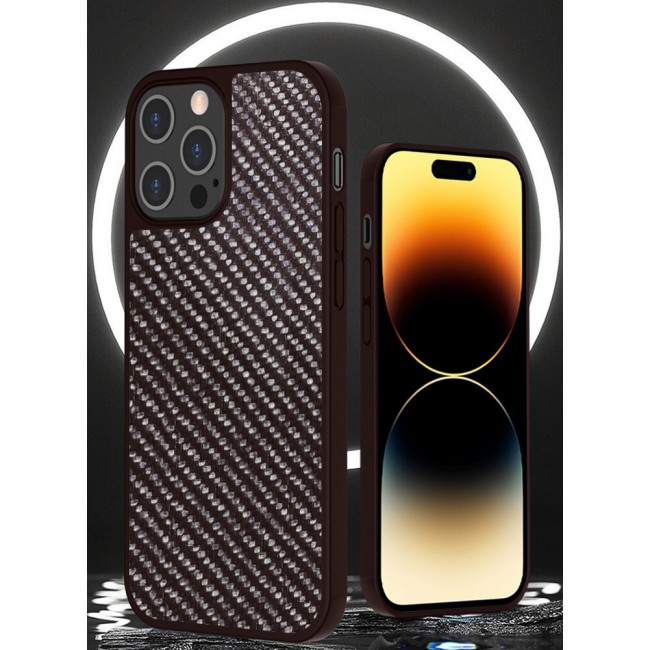 iPhone 14 Pro Case Genuine Carbon Fiber Case Ultra Slim Shockproof Back Cover Brown