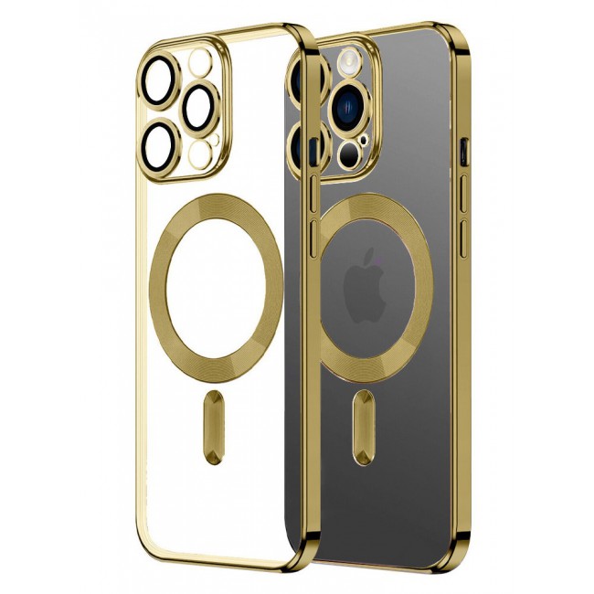 for iPhone 12 Pro Max Magnetic Case MagSafe Support, iPhone 12 Pro Max Case  Built-in Camera Protector Plating Gold Soft Silicone TPU Slim Case for