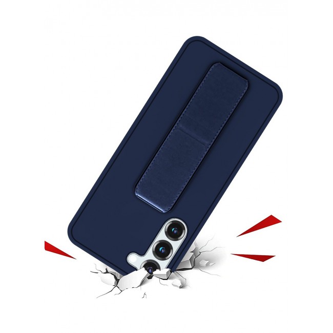 Samsung Galaxy S23 Grip Case Magnetic Kickstand Cover with Foldable Hand Strap Dark Blue